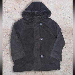 Kids Black Hooded Coat